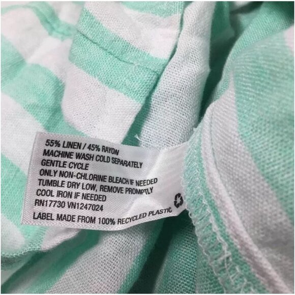 Stoney Clover Lane Linen-Blend Tie-Straps Peplum Tank – Green Stripe M - Picture 3 of 5